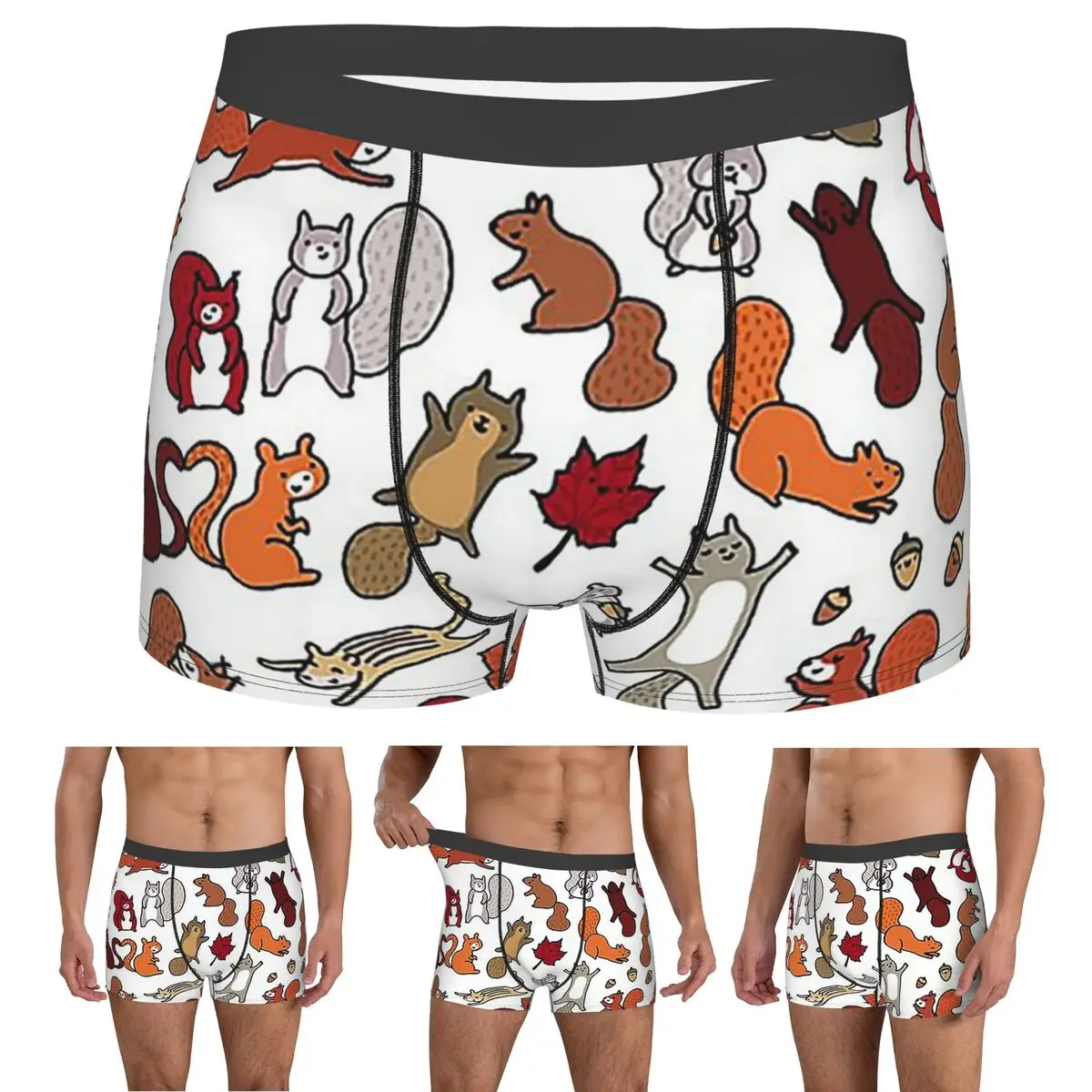 

Boxer Underpants Shorts Squirrels In Fall Doodle Panties Male Comfortable Underwear for Homme Man Boyfriend Gift