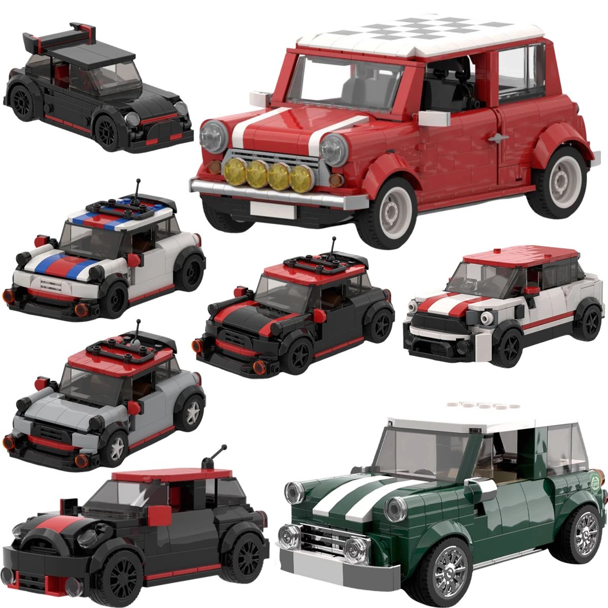 MOC Creative Design City Rally Speed Vehicles Building Blocks Mini Coopered Retro Car Model Children's Toys Boy's Birthday Gift