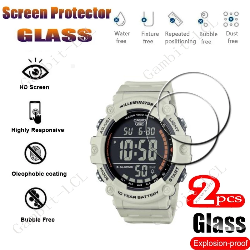 2PCS 9H Tempered Glass Screen Protector For Casio AE1500 WHX GPR-B1000 GBD-H1000 GBD-100 AE-2100 PRW-30 PRW-50 PRW-60 AE 1500