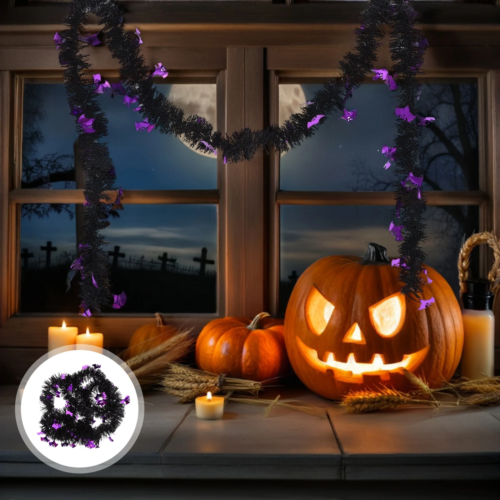 

5pcs Halloween Decorations: Metallic Ghost Tinsel Garland Spooky Hanging Ornaments For Indoor Outdoor Party Home Tree Holiday