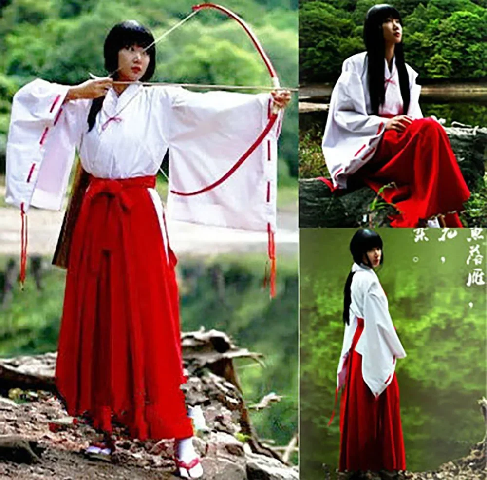 Anime Kikyo Kimono komplettes Set Cosplay Kostüm Halloween Kostüm für Frauen Männer Mädchen Geschenk