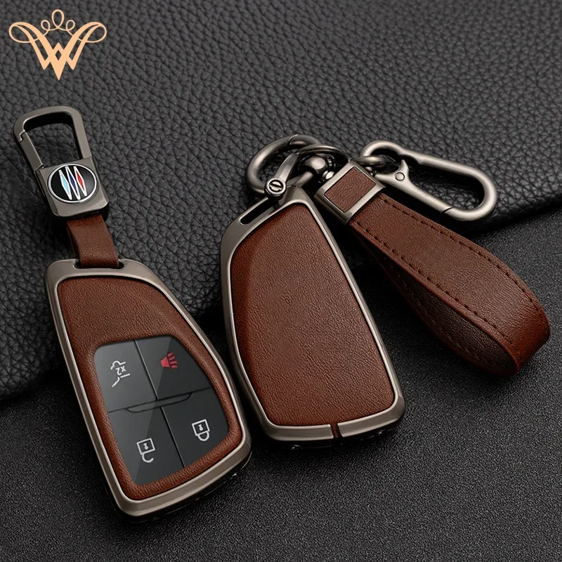 

Leather Car Key Case Key Fob Cover Smart Key Shell For Chevrolet Suburban Tahoe For Buick ENVISION S Plus Avenir