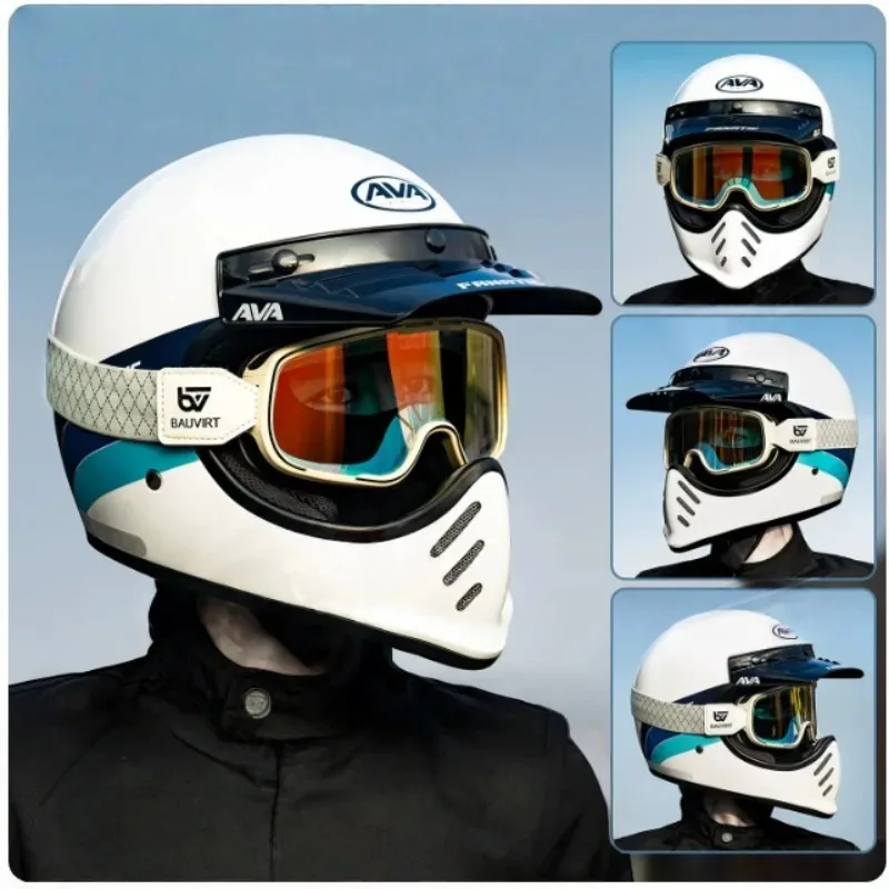 AVA Pointed Nose Small Helmet Motorcycle Highway Cruise Classics Cafe Racer Cascos ECE Vintage Small Shell Off-road Helmet