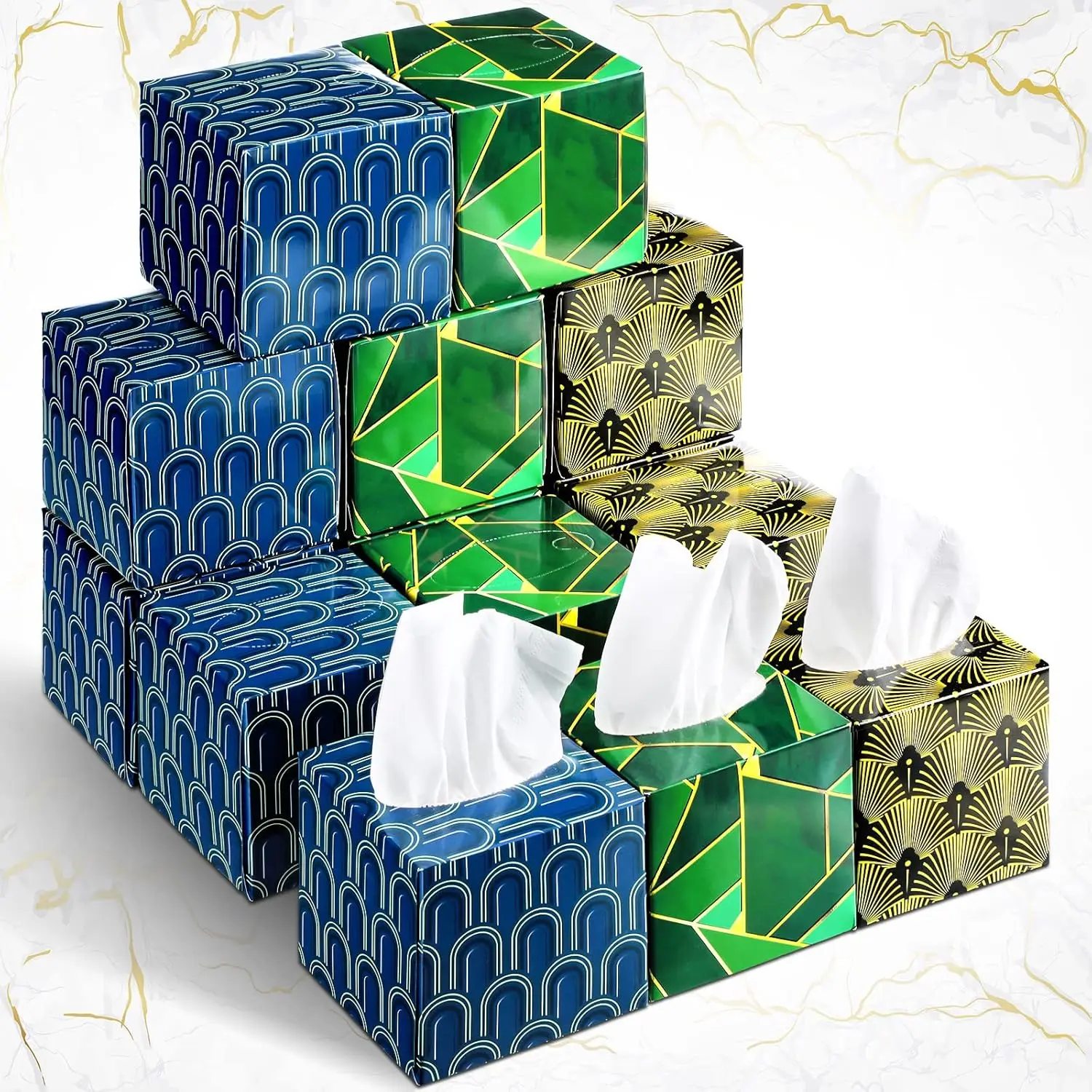 

24 Boxes Cube Box Facial Boxes Geometry Flower Designed 2 Ply 80 Sheets Each Box Facial Househol
