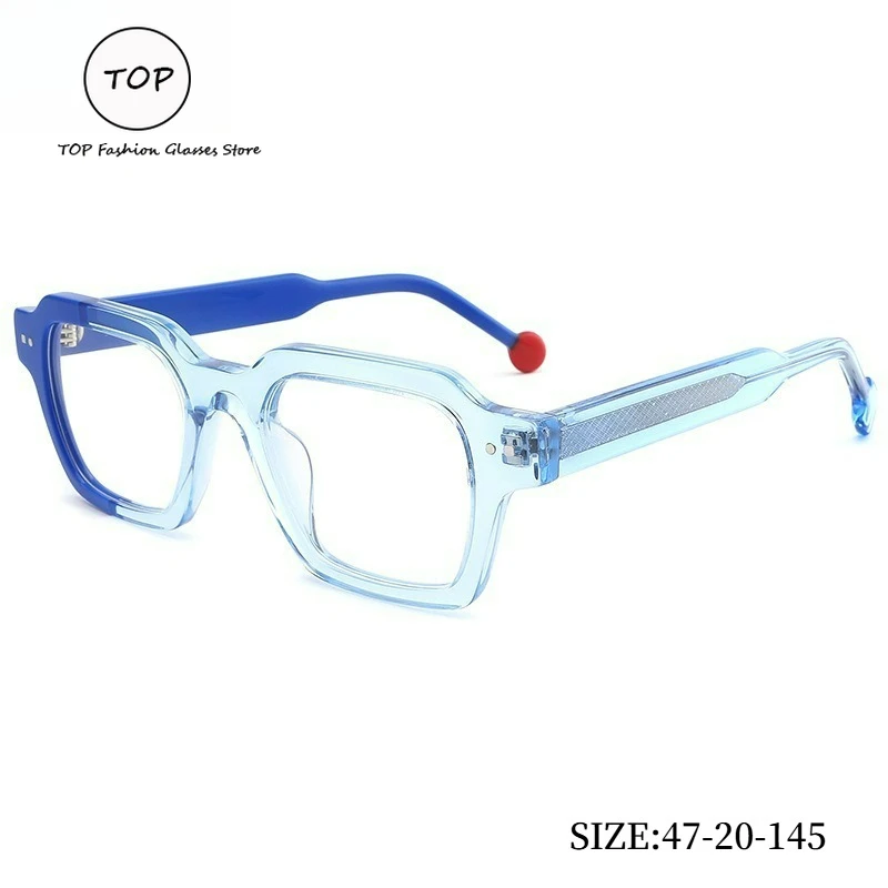 

New Fashion Square Splicing Acetate Eyeglass Frame for Men High-quality Handmade Optical Reading Women Prescription Eyewear
