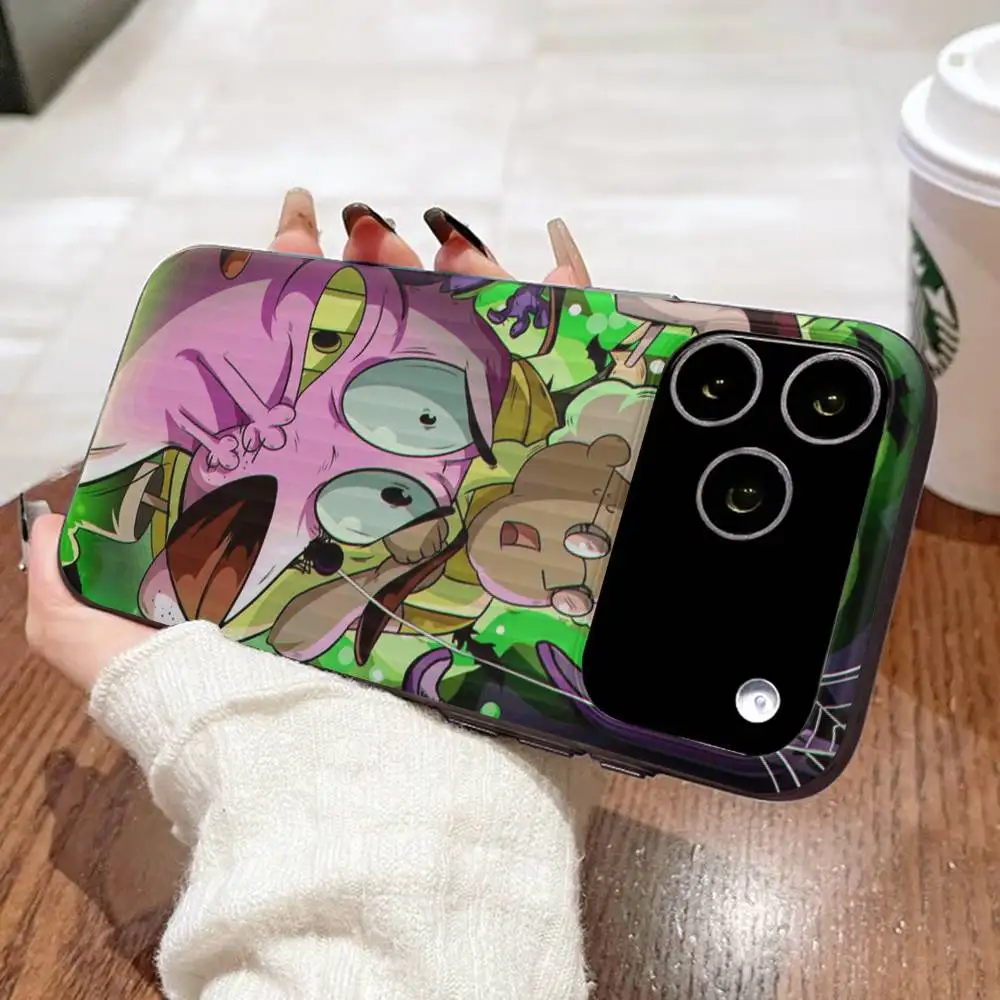 Casing HP Belakang Transparan Bergelombang Kartun C-Courage The C-Cowardly D-Dog Untuk iPhone 17 16 15 11 12 13 14 Pro Max Plus Pro