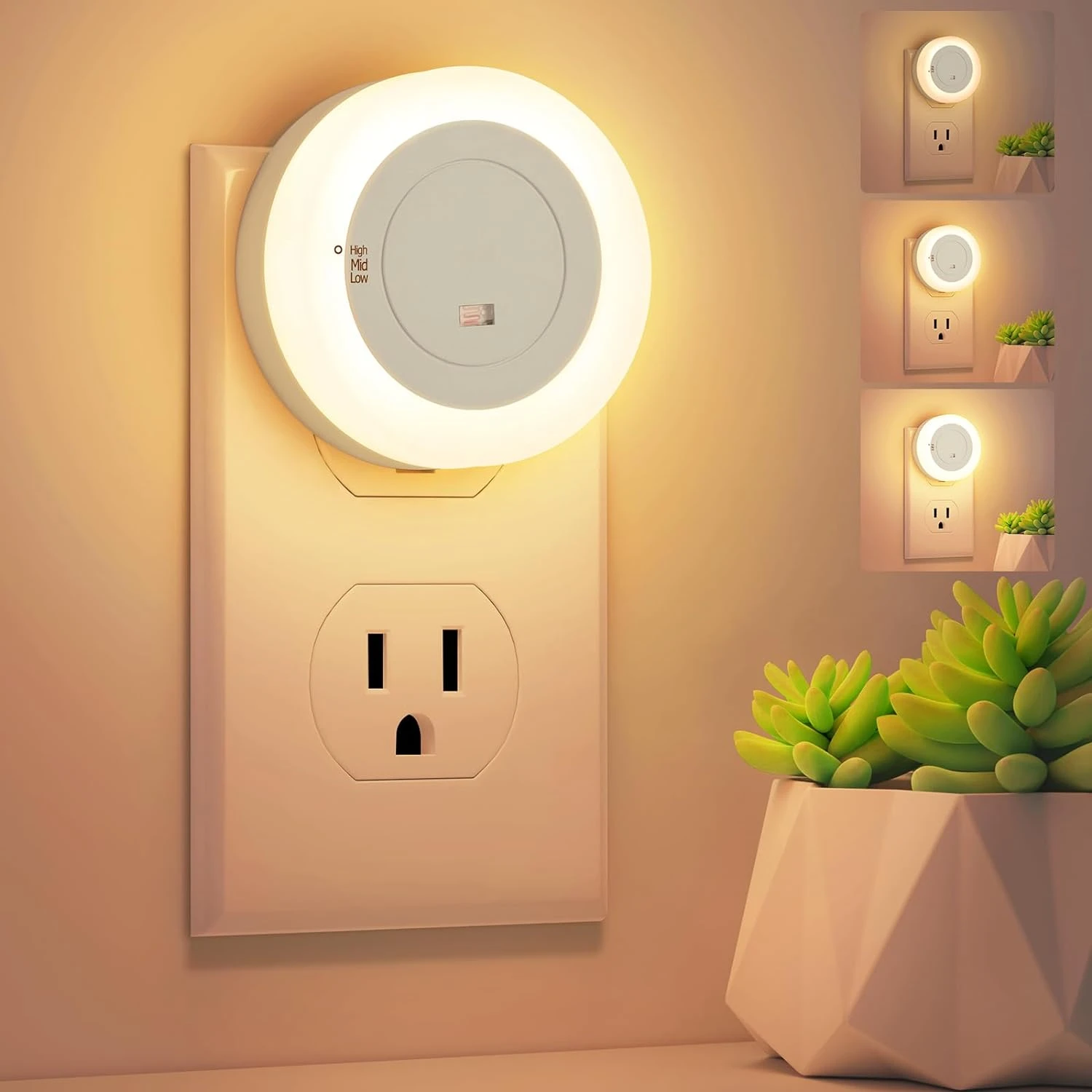

Set of 2 Soft and Comfortable Adjustable LED Night Lights, Perfect for Adults Children in Bedroom or Bathroom. Gentle Lights