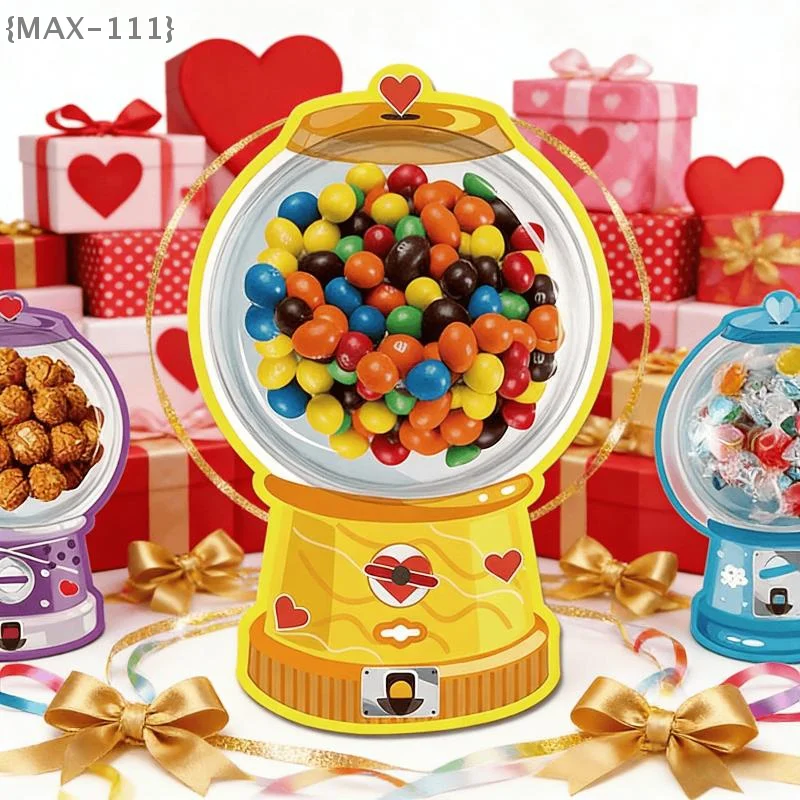 

【F2-MAX111】18/36 Pcs DIY Valentine's Day Candy Cards - Bubble Gum Machine Designs Kids Classroom Exchange Gifts and Cards