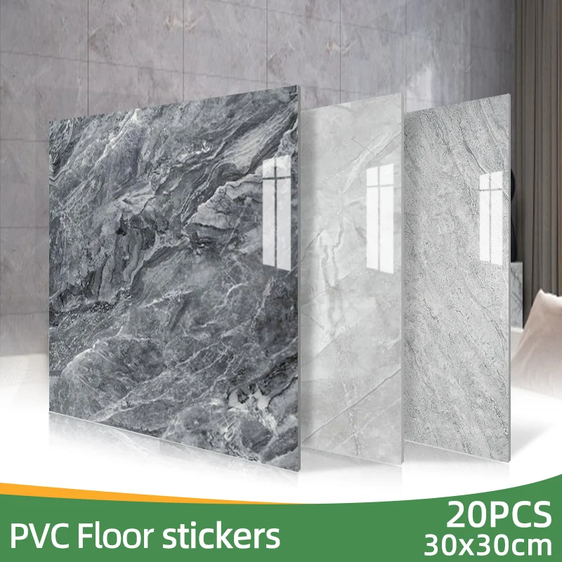 10/20pcs PVC Imitation Marble Floor Stickers Self-adhesive Wall Stickers Waterproof Bathroom Living room Moden Decoration Decals