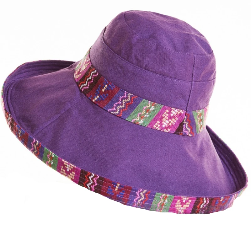 

Sunshade Large Brim Sunscreen Ethnic Style Basin Hat, New Korean Version Versatile Leisure Travel Women's Fisherman Hat