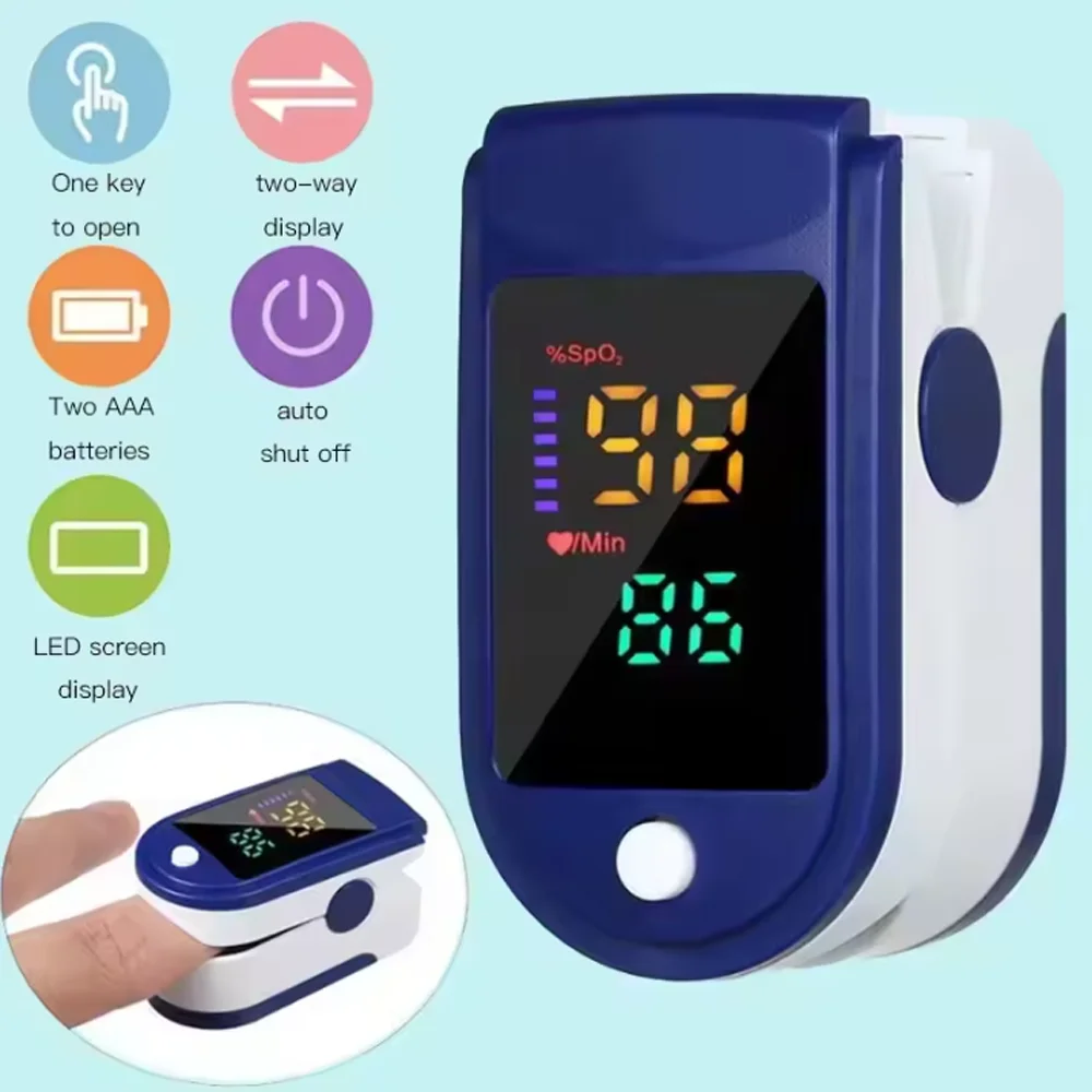Portable Finger Oximeter Digital Finger Pulse Oximeter LED Blood Oxygen Heart Rate Health Diagnostic Monitor Tool