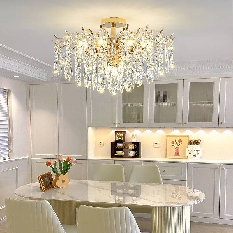 2026 New Luxury Crystal LEDCeiling Light Hotel Lobby Villa Lamp Restaurant Living Room Chandelier Bedroom Lighting Decor Fixture