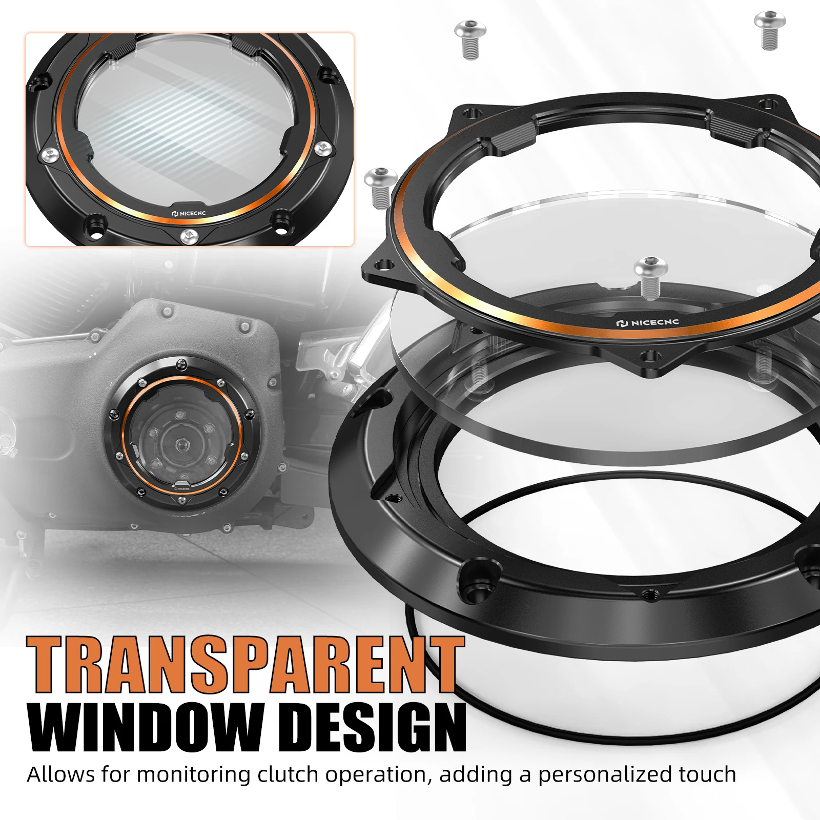 NICECNC Clutch Cover for Harley Softail Standard Custom Deluxe Deuce 99-11 Dyna Fat Bob Street Bob Wide Glide Super Glide 99-17