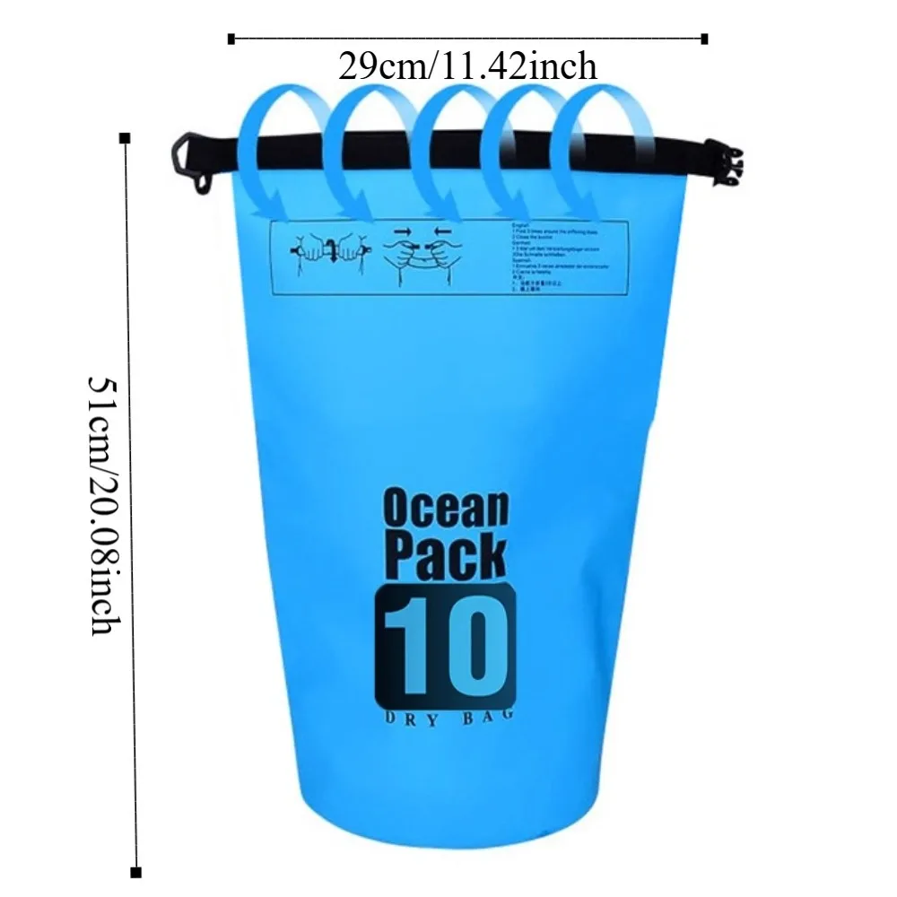10L Waterproof Dry Bag Waterproof Large-Capacity Swimming Bucket Bag with Shoulder Straps Lightweight Beach Backpack