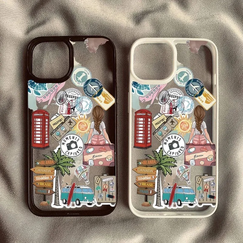 

Travel Sticker Passport Cute Phone Case for iPhone 17 16 15 14 13 12 11 Pro Max 17 Air 15 14 Plus Shockproof Phone Case
