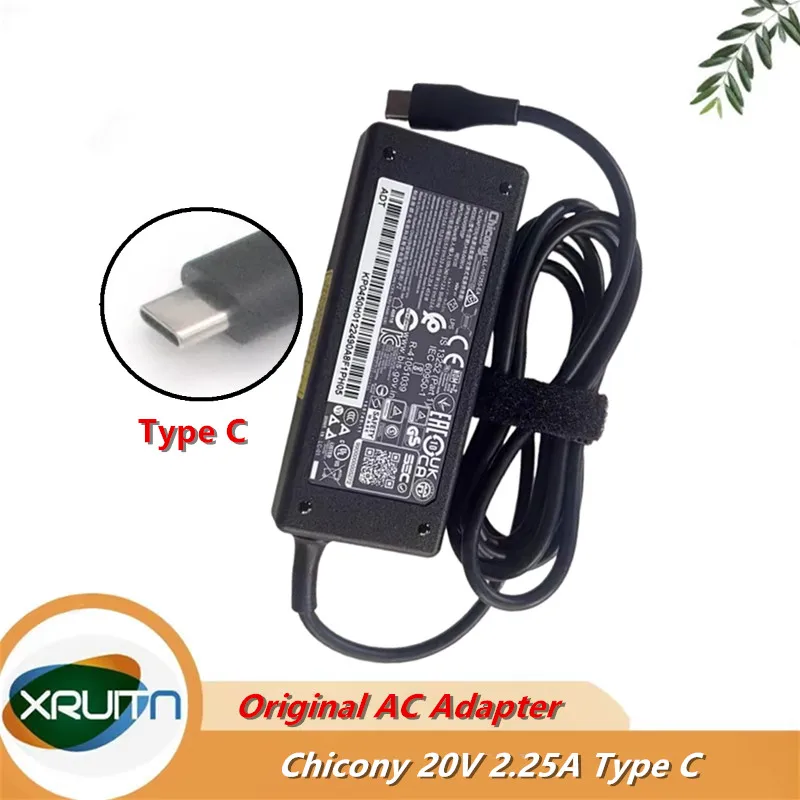 

Chicony A18-045N1A AC Adapter 20V 2.25A 45W TYPE-C Charger for W20-045N1B W20-045N1A W20-045N1D A16-045N1A Laptop Power Supply