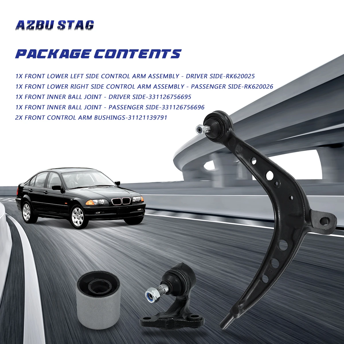 AzbuStag 6 pezzi anteriore inferiore sinistro destro boccola braccio di controllo giunto sferico per BMW 3 E46 325xi 330xi AWD 2001 2002 2003 2004 2005