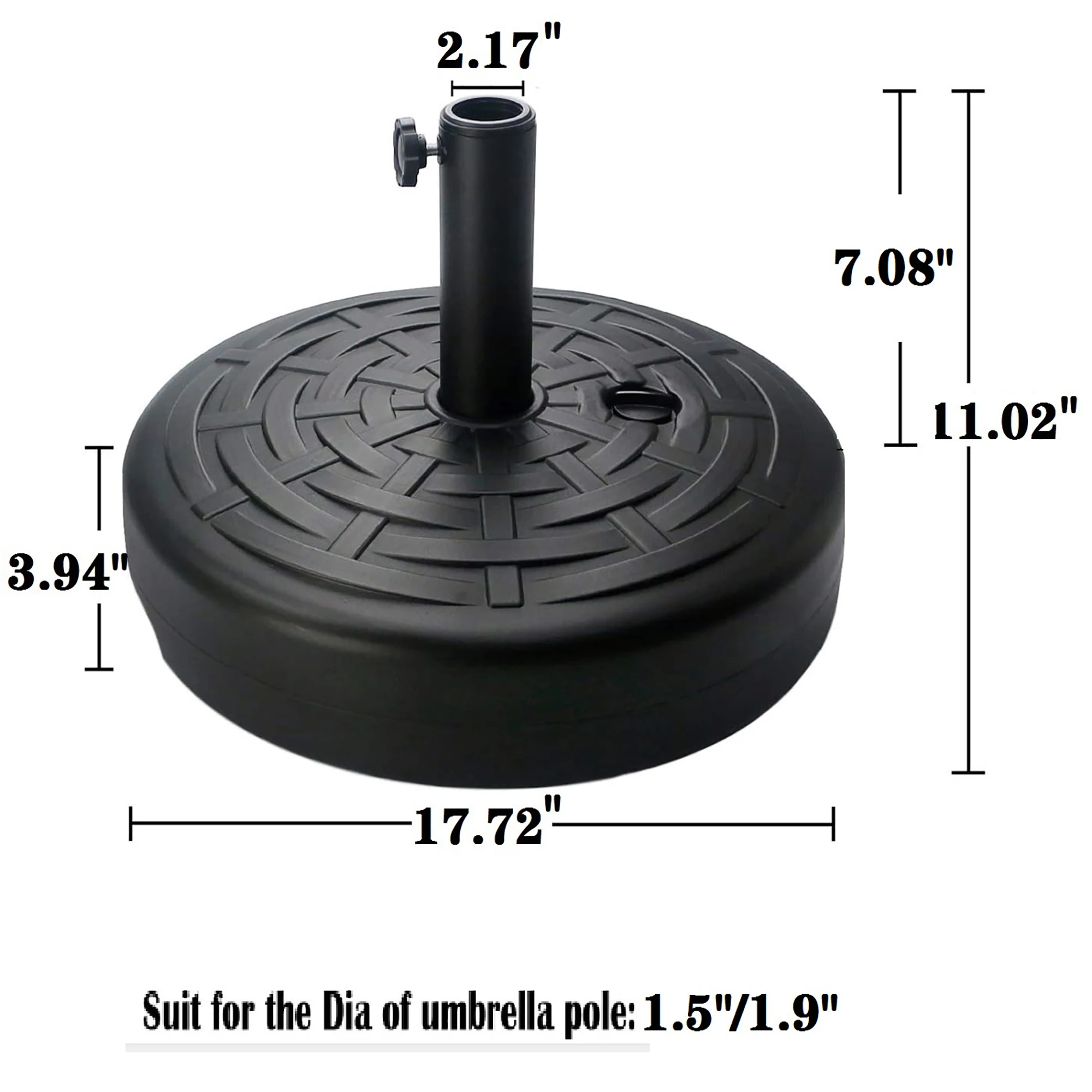 Patio Round Plastic Free Standing Sun Umbrella Base Outdoor Umbrella Base Black Easy Water Filled Sand Filled[US-Stock]