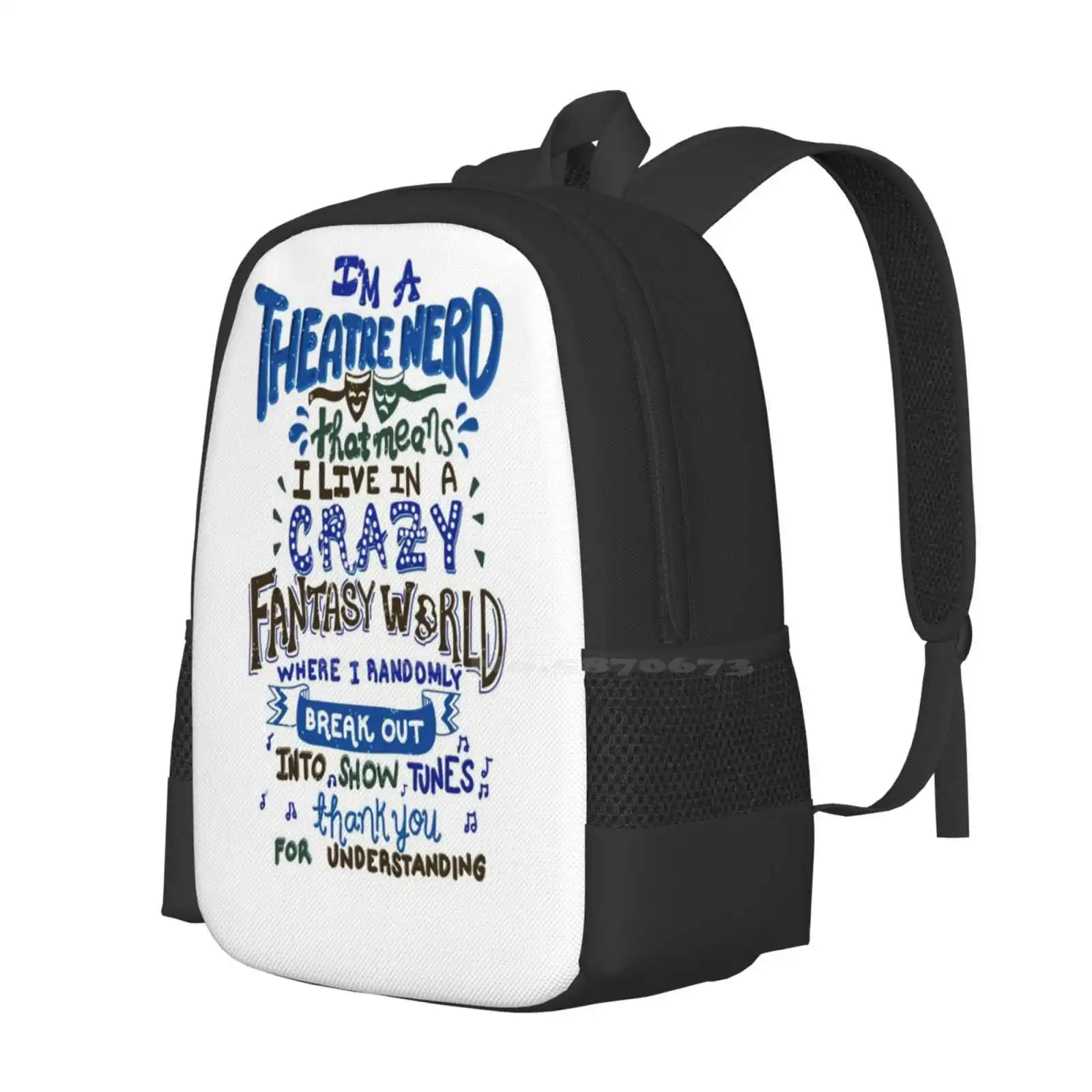 Theatre Nerd Funny Theatre Gift Hot Sale Backpack Fashion Bags Broadway For Actors For Theatre Lovers Musical Theatre For