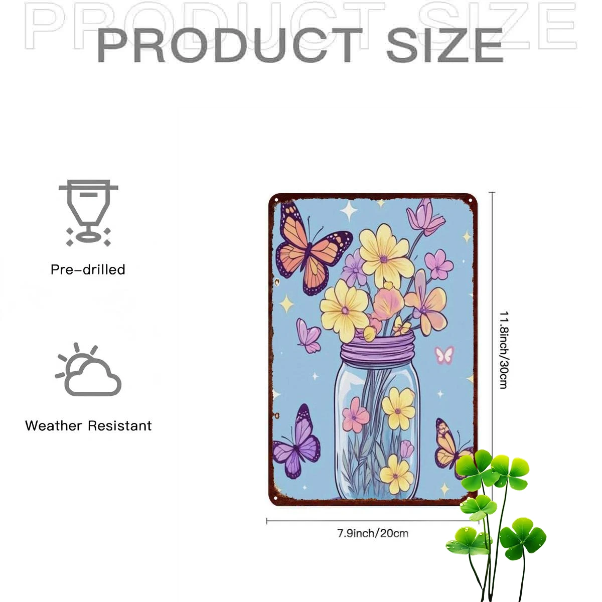 2D Flat, 2D Flat 1pc, Whimsical Butterflies and Flowers in Mason Jar Iron Wall Art – Vibrant Spring Decor for Home or Gift 8×12