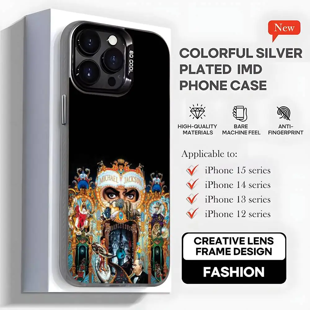 Casing Ponsel Singer M-Michael J-Jackson Untuk iPhone17,16,15,14,13,12,11,Mini,Pro,MAX,plus, Hitam Matte Anti Benturan