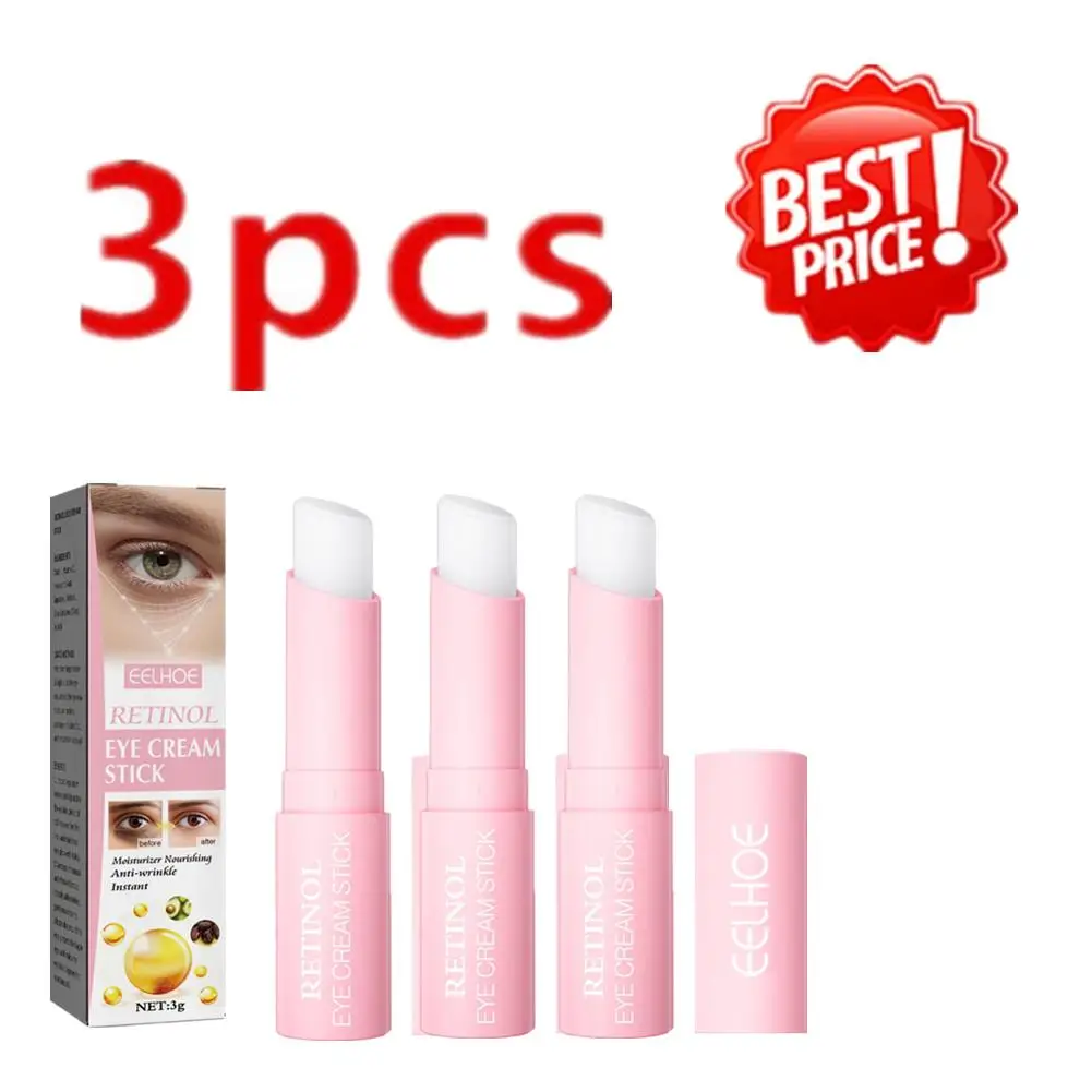 EELHOE-Anti-rugas Eye Cream, Retinol, Anti-inchaço, remover círculos escuros, sacos de olho Stick, Fade Fine Line, branqueamento, hidratante, 3 pcs