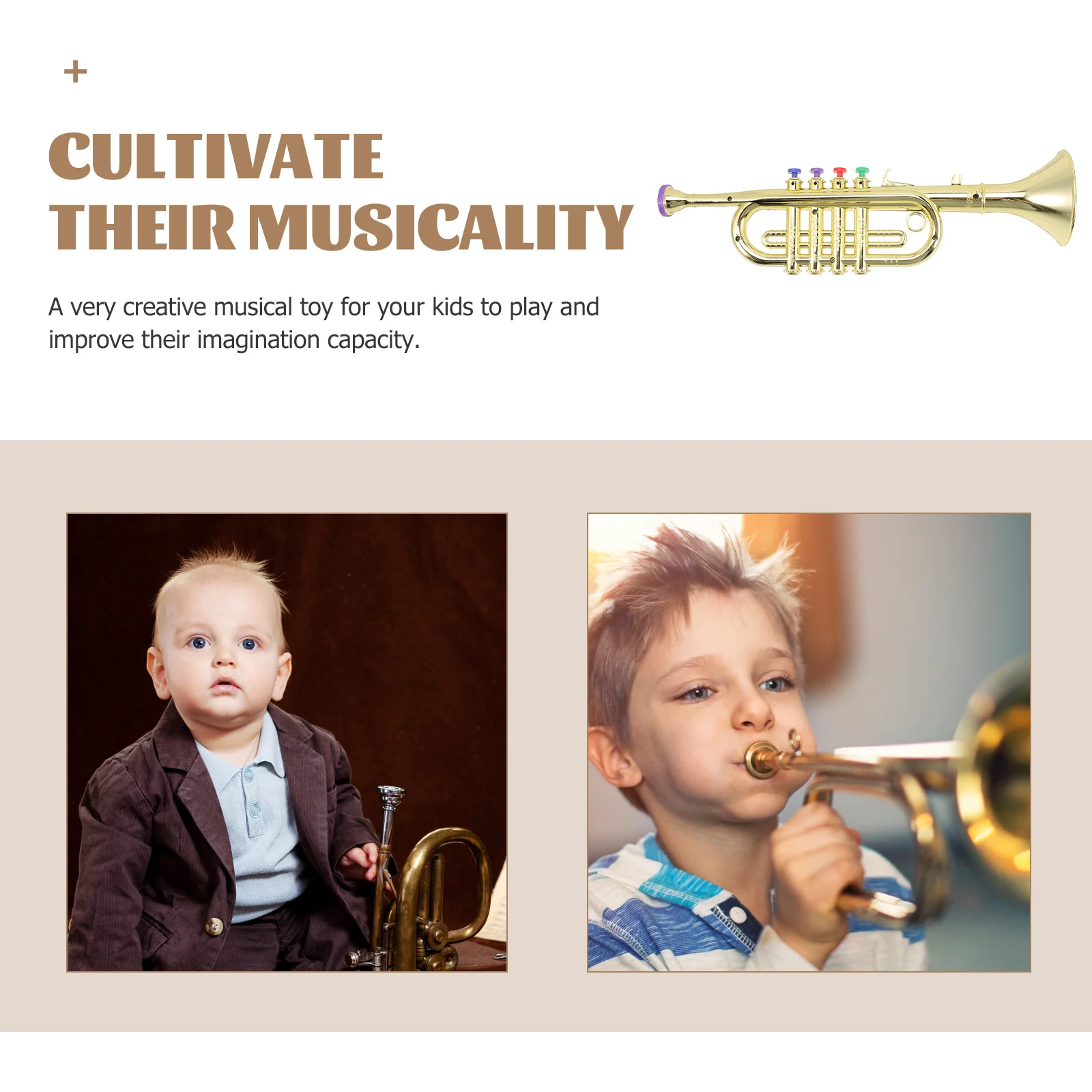 Trumpet Learning Toy Educational Plaything Simulated Instruments Golden Musical Child