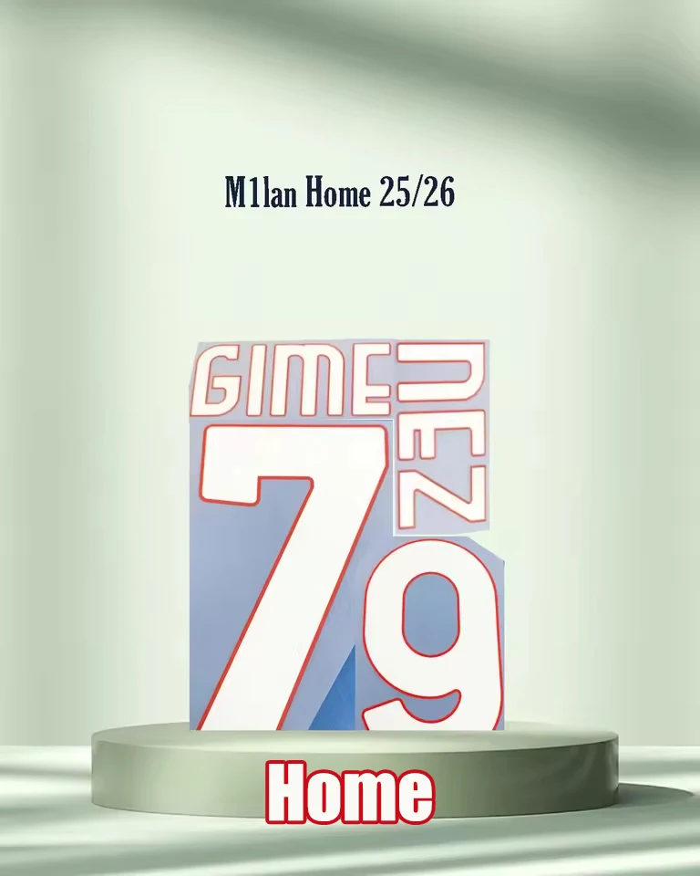 

2025/26 M1lan Home name sets Ser1eA G1MENEZ iron on soccer name and number top AAAA quality 2026