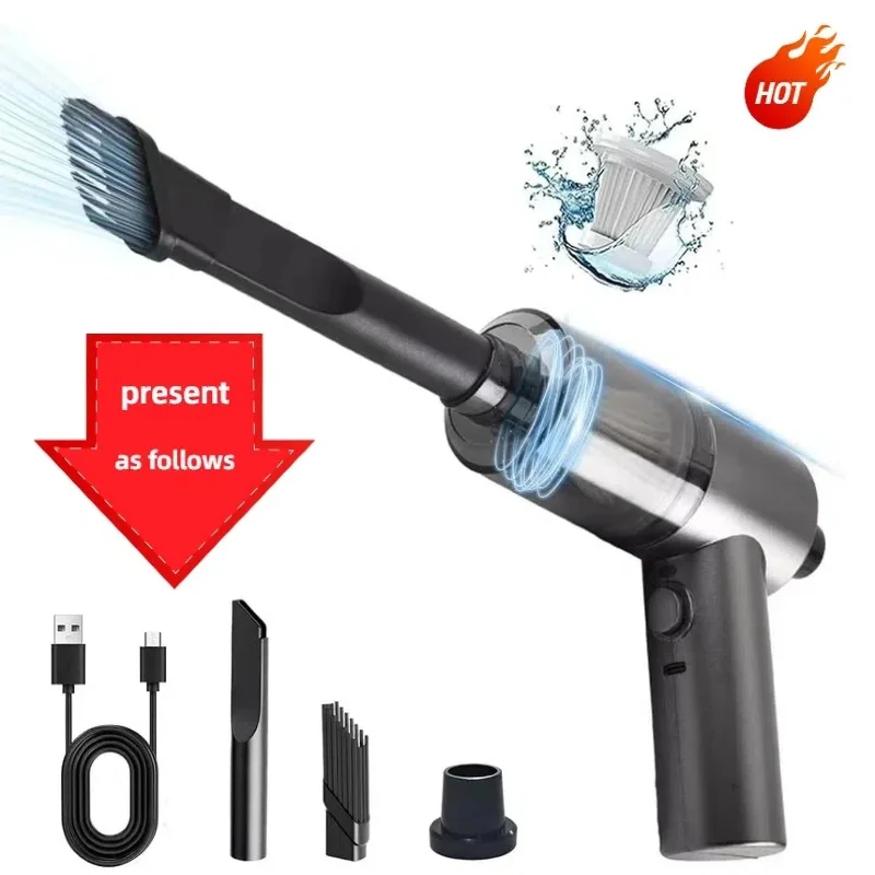 Car vacuum cleaner cleaning high-power mini-charging multifunctional blowing and sucking lighting hand-held convenient small car image 5