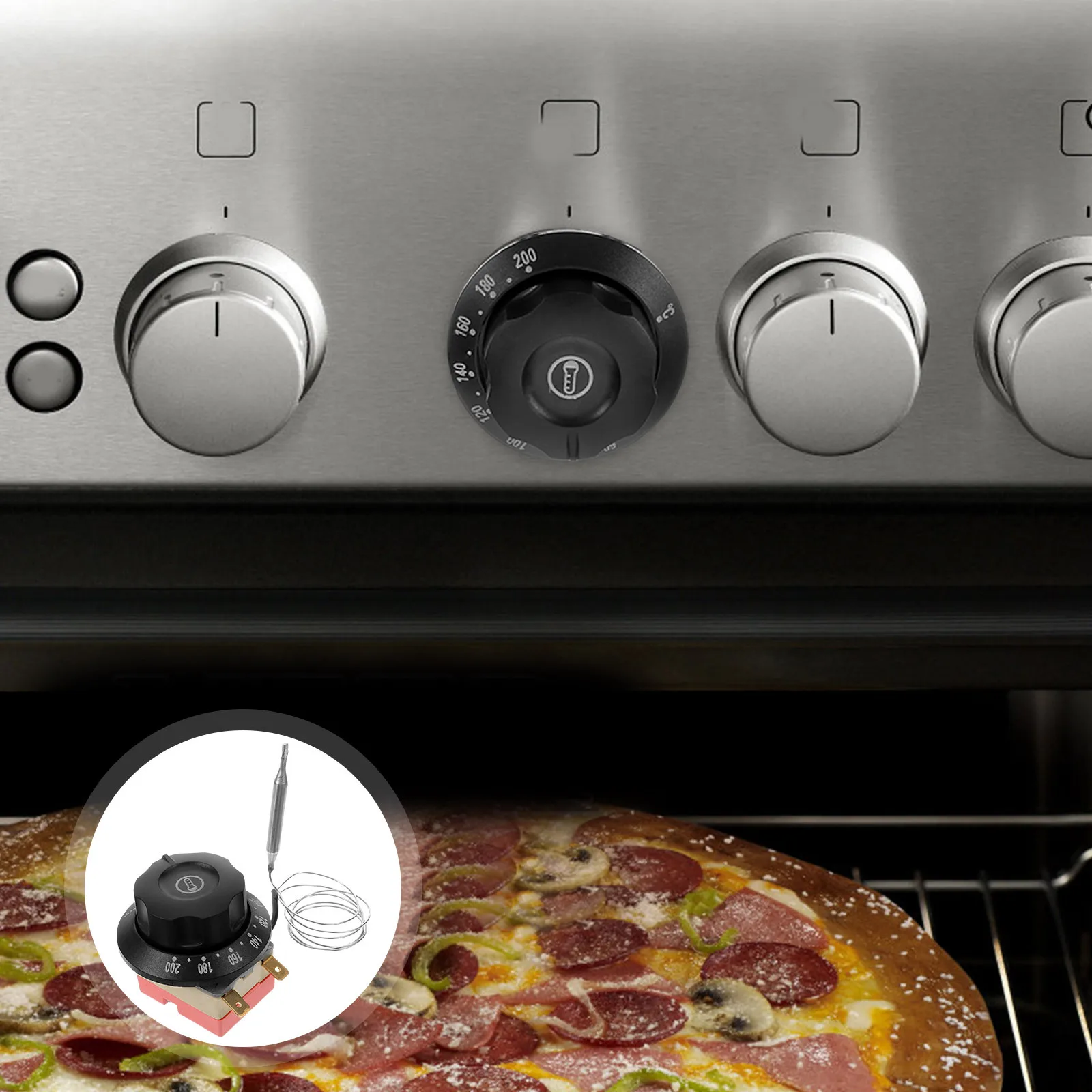 Bouton de commande de Thermostat 60 200 degrés, four électrique, friteuse à Air, régulateur de température 16A, remplacement universel de cuisine