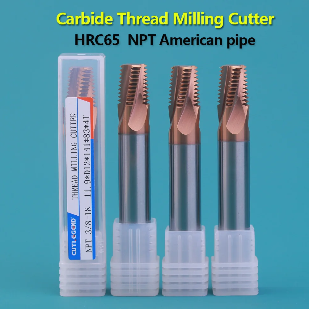 

CUTLEGEND HRC65 Carbide pipe thread milling cutter NPT 1/4 3/4 1/16 1/8 3/8 1/2 taper thread NANO Coating For stainless steel