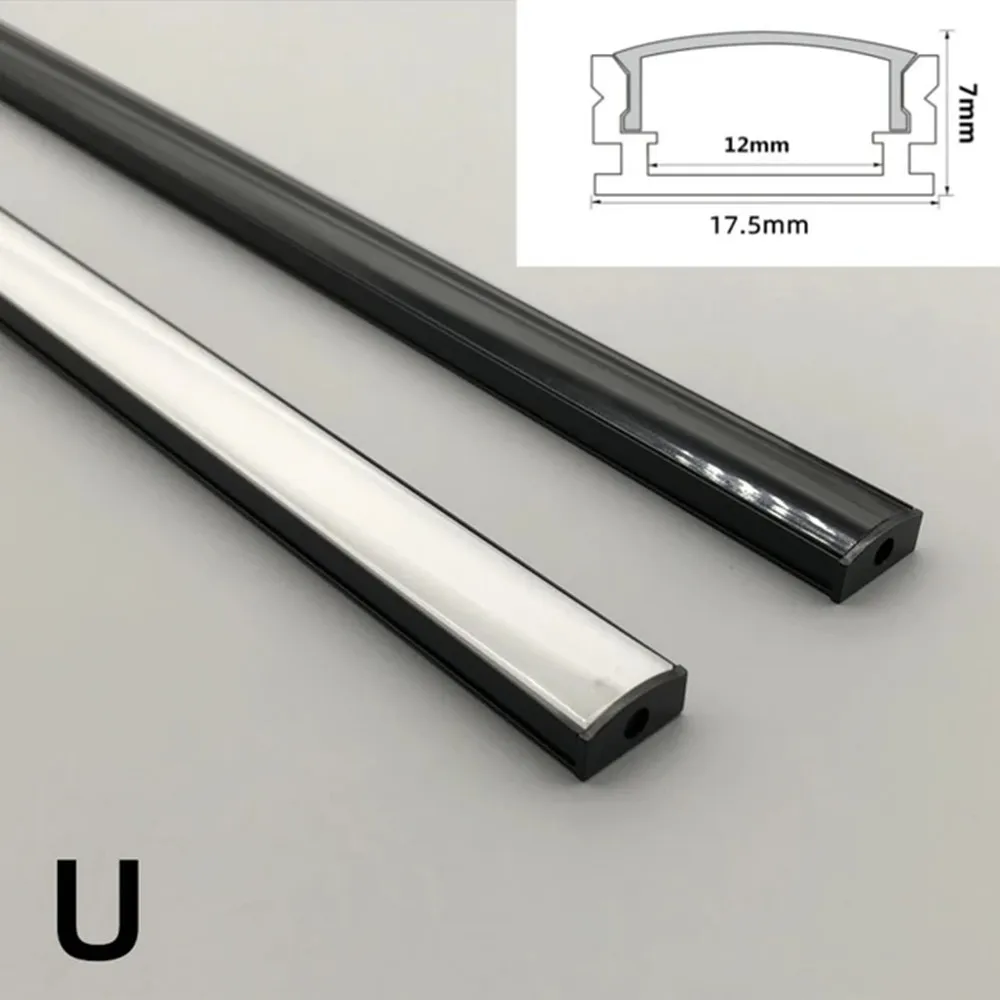 1-28Pcs/Lot 0.5m/Pcs U-Type Led Aluminum Profile For 5050 5630 Milky/Black Cover LED Channel Cabinet Closet Bar Strip Lights