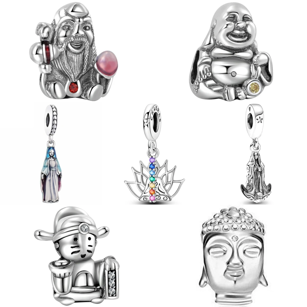 

Новый стерлингового серебра 925 пробы, голова Будды бога богатства, подвески, сделай сам, висячие бусины, подходят для оригинального браслета-подвески, модные украшения