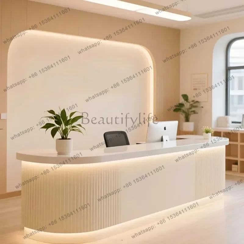 PG Boutique Front Desk Reception Counter Design Solid Wood Reception Desks Beauty Salon Classic Mostrador Recepcion Furniture