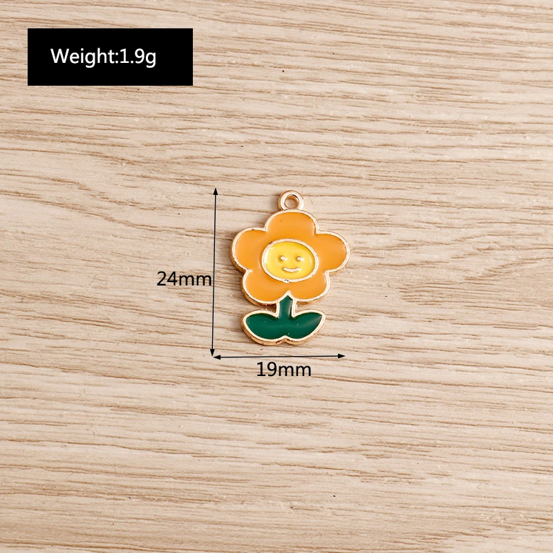 10 Stück süße bunte Blumen-Charms, Emaille, Sakura-Charms, Anhänger für Schmuckherstellung, Halsketten, Ohrringe, Armbänder, DIY, Basteln, Geschenk – Detail 10
