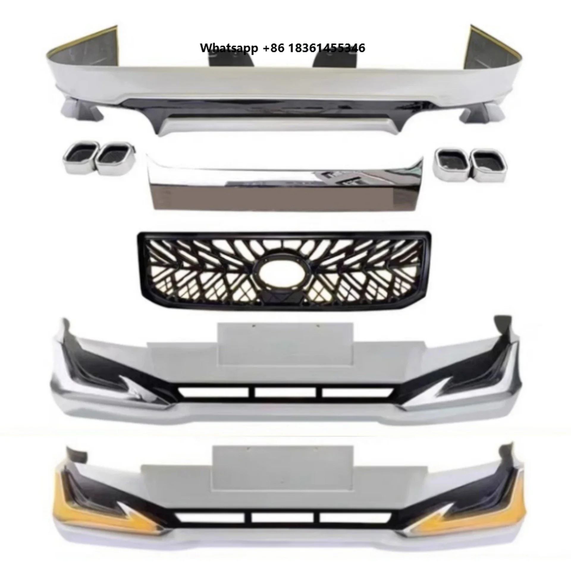 

For Prado LC120 03-09 Modified Front Shovel with Lights Rear Lip Tail Throat Grille Sport Body Kit Car Accessories