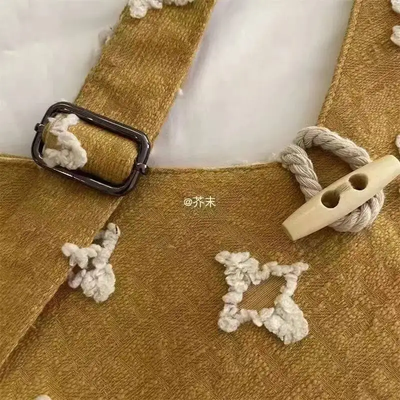 Bloom Haruku Canvas Tassel Yellow Handbag Women Retro Star Large Capacity Tote Bag Ladies Artistic Casual Crossbody Bags New