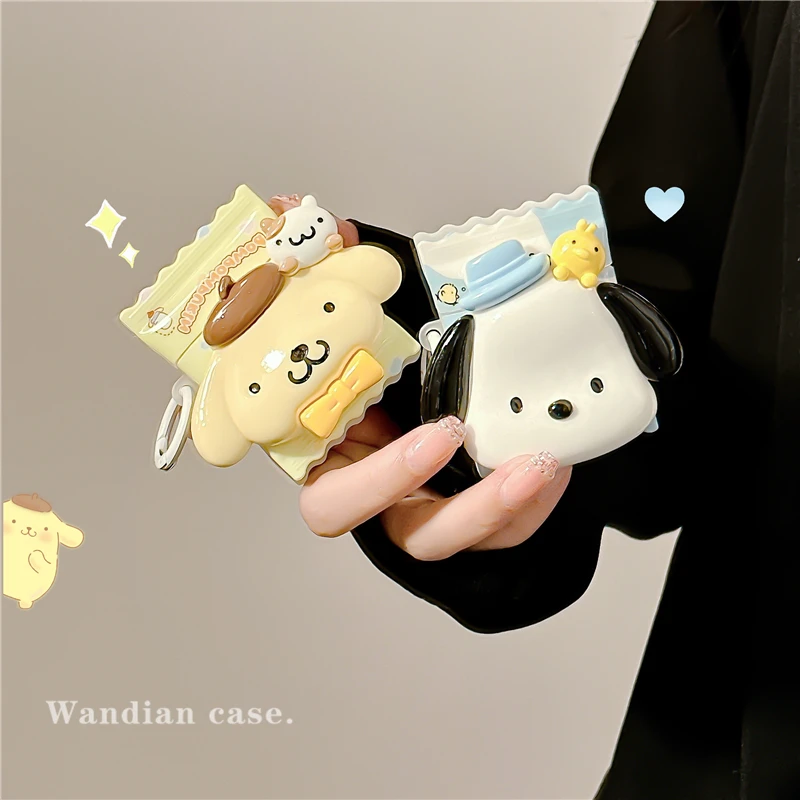 Stereoscopic Cute Pompom Purin Pochacco Cartoon Iphone Wireless Bluetooth Headset Case Airpodspro Case Airpods2/3 Ipods Bag