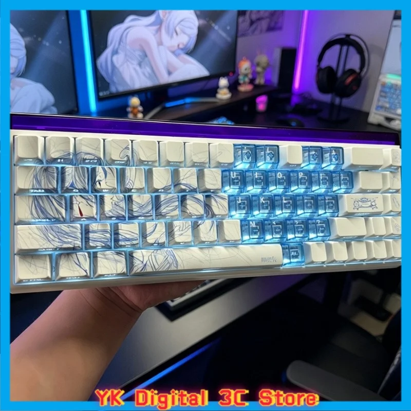フリーレンをテーマにしたアニメキーキャップ、メカニカルキーボード用、オリジナルpbt製、かわいいデザイン、pcゲーム用キーボードアクセサリー、コレクションアイテム、ギフト。