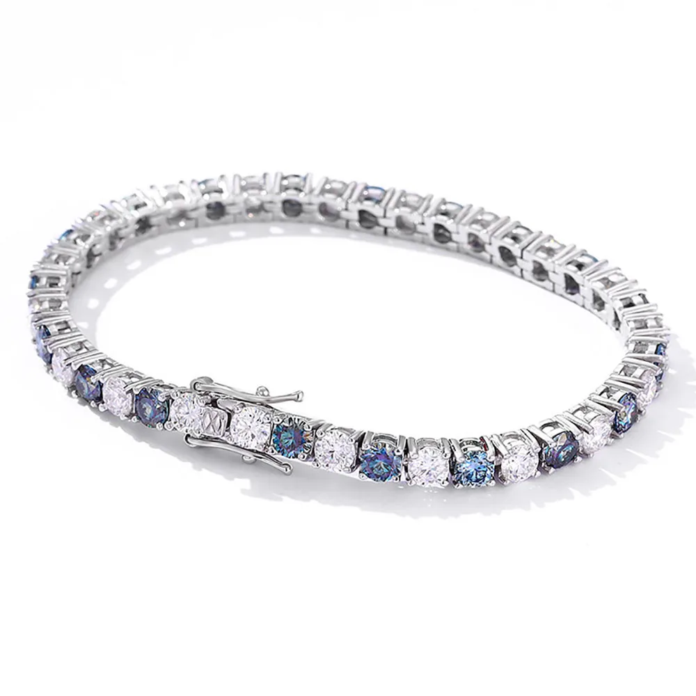 Serenty 3mm 4mm 5mm Colorful Moissanite Tennis Bracelet For Women Man Fine Jewelry S925 Silver Bracelet Plated 18K GRA Certified