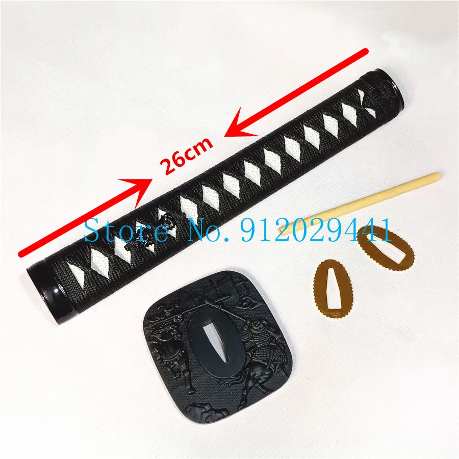 Black Alloy Sword Guard For Katana/Wakizashi/Tanto DIY Fittings Set Tsuba Menuki Fuchi Kashira Handle Habaki Seppa Accessories