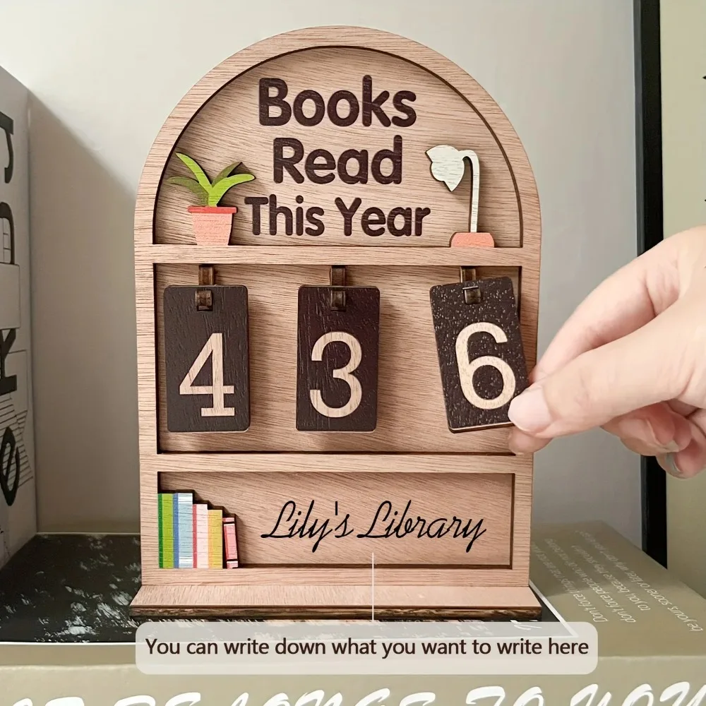 Wooden Reading Count Display This Year's Reading Tracker Suitable for Office Books Book Shelf Decoration Gifts for Book Lovers