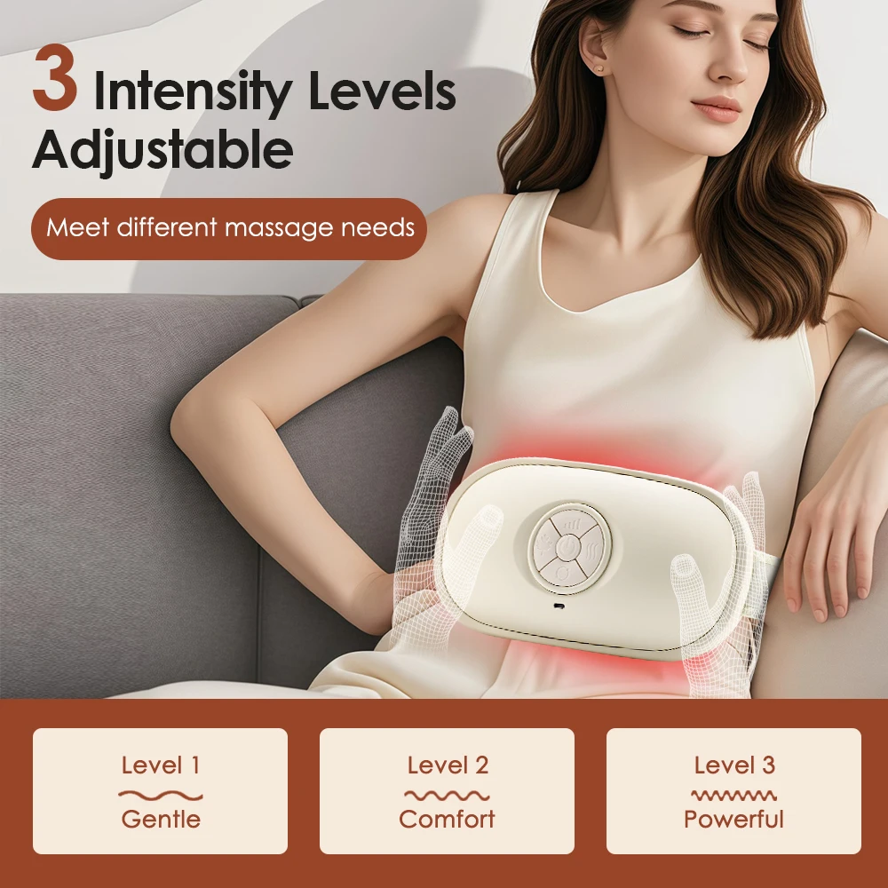 

Abdominal Massager Electric Belly Shaking LED Lights Heating Bian Stone Kneading Waist Back Massage Period Heated Pads 3 Gears
