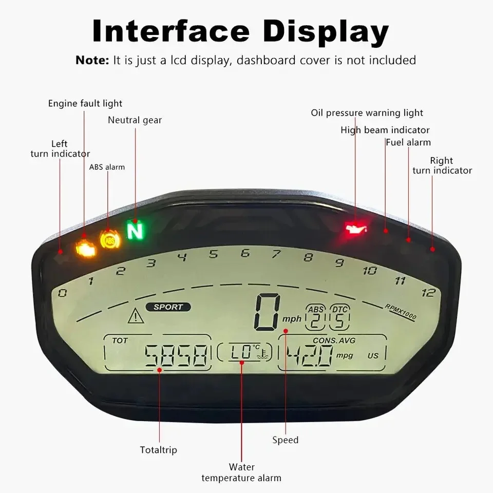 

LCD Display for Ducati Monster 821 Instrument Cluster 2014-2019