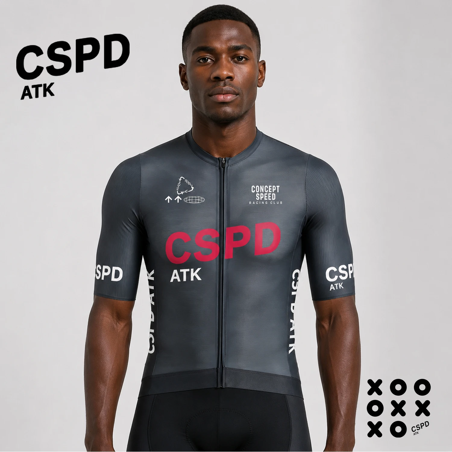 Image of CSPD ATK Sommer Herren Kurzarm-Radtrikot Rennrad-Shirt mit Reißverschluss und Taschen 2026 Mountainbike-Radtrikot