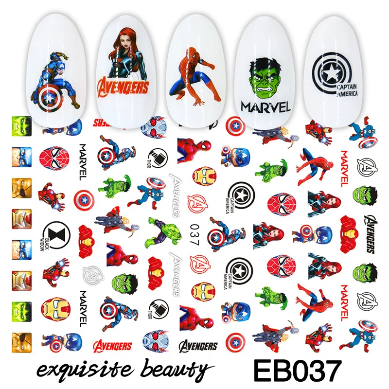 Marvel Superhero Nail Sticker Disney Mickey Mouse Nail Slider Nail Art Decoration Cartoon Stitch Nail Art Stickers Nail Supplies