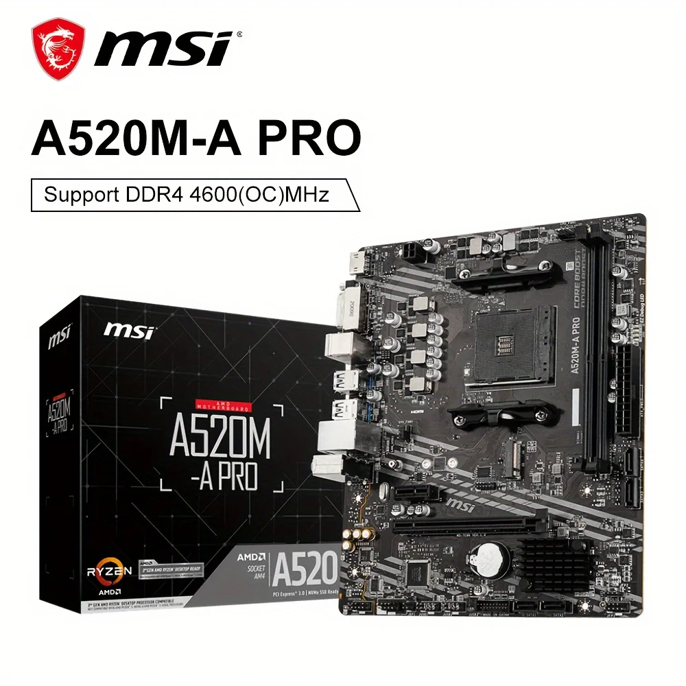 

MSI AMD A520 DDR4 M.2 USB3.2 STAT 3.0 SSD Audio Boost 4K Ultra HD placa mae Разъем AM4 A520M A PRO Материнская плата