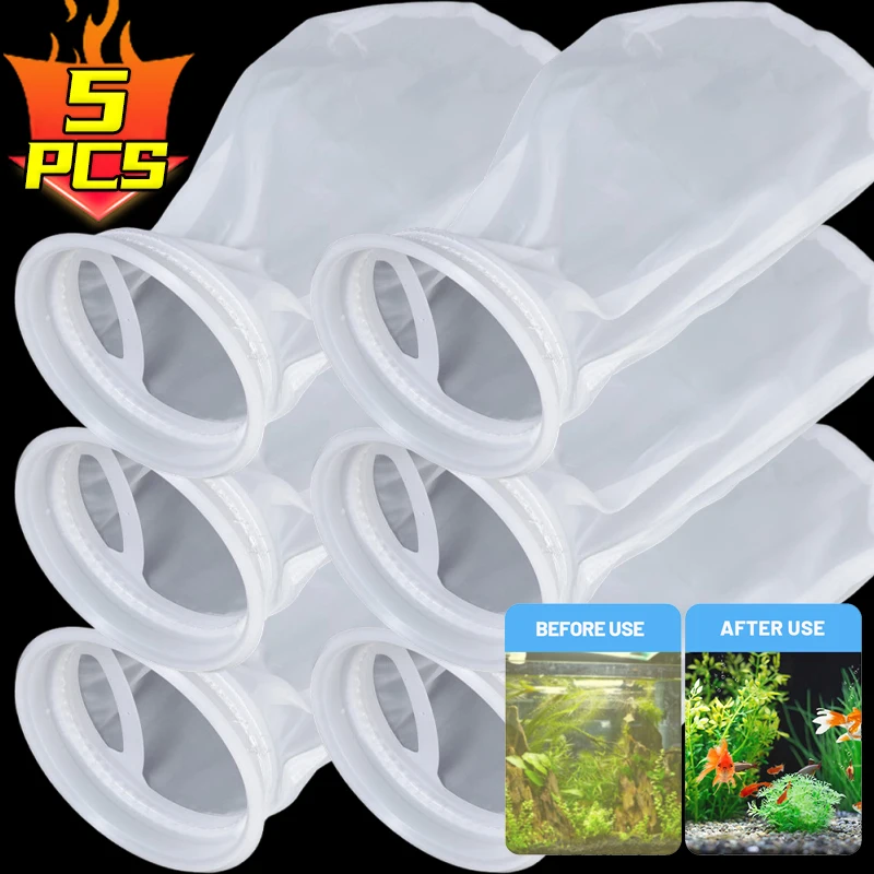 Multifunction Water Purifier Nylon Filter Sump Bag Aquarium Filter Sock Bag with Frame Reusable Fish Tank Filtration Accessories