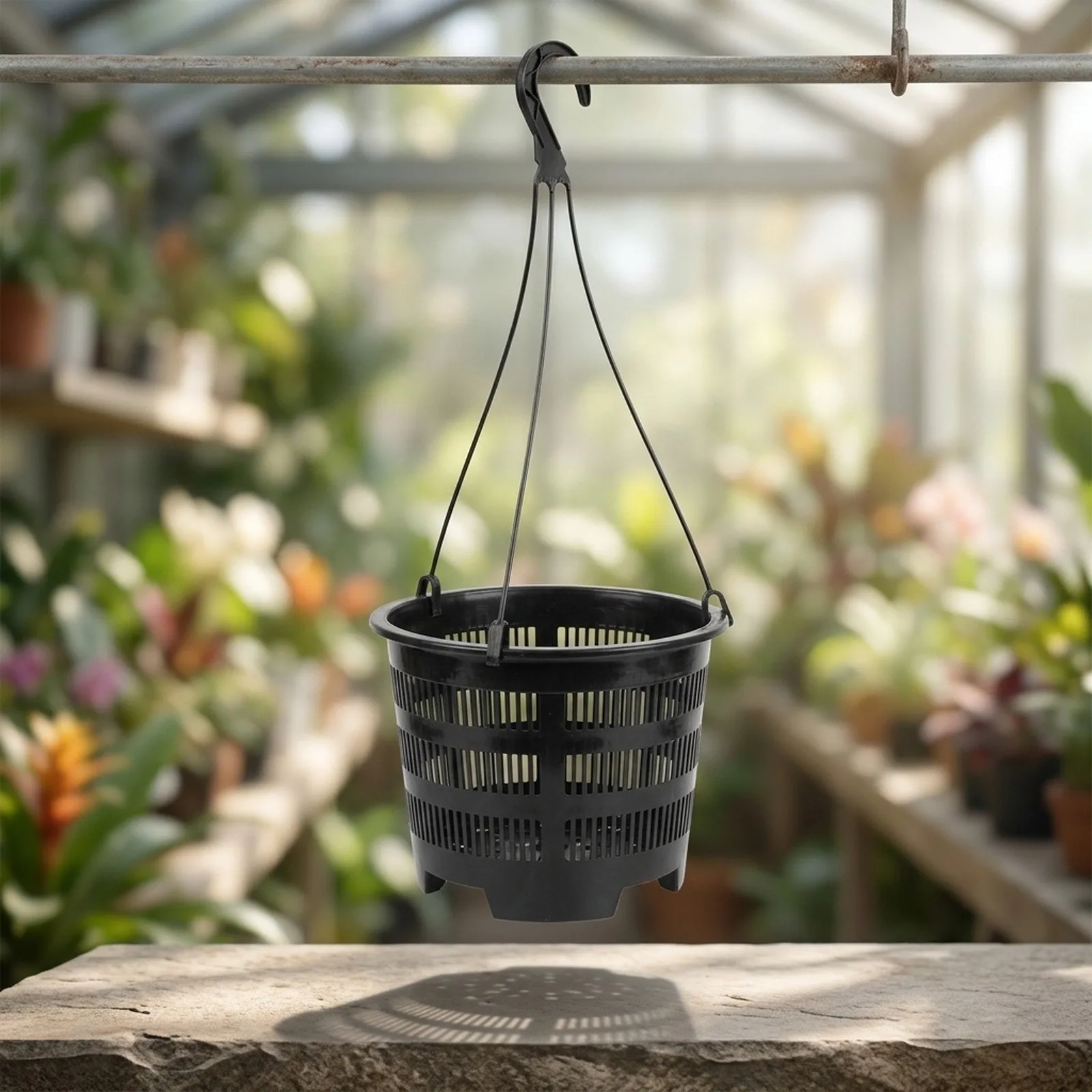 5 Hanging Flower Pots in Plastic Featuring Breathable Mesh Net for Optimal Plant Growth Suitable for Various Plants
