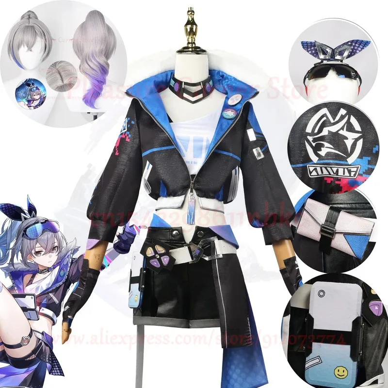 

Silver Wolf Full Set Cosplay Costume Game Honkai Start Rail Silver Wolf Cosplay Costumes Wig Outfit Uniform With Accessories